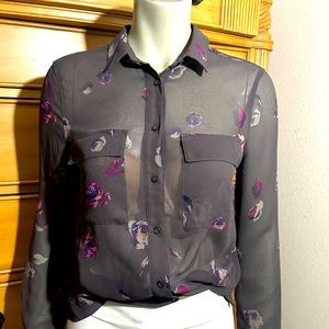 Women GAP Floral See-Thru Long Sleeves Button-Down Top NWT Small